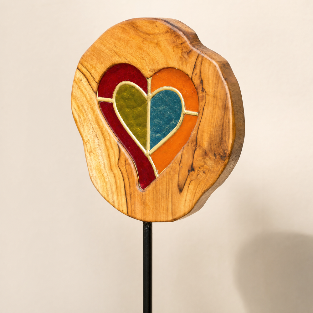 Mirthwick Stained Glass Heart Garden Stakes — Set of 4